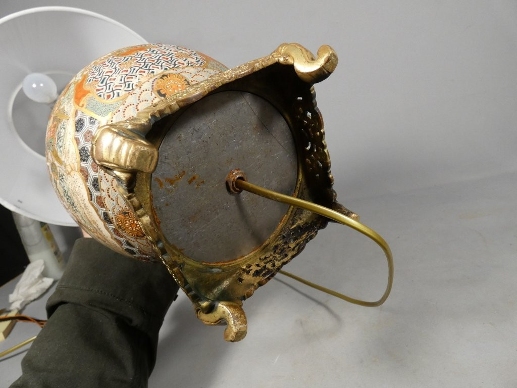 Satsuma et Gagneau Paris, lampe en porcelaine japonaise, époque XIX ème siècle-photo-8