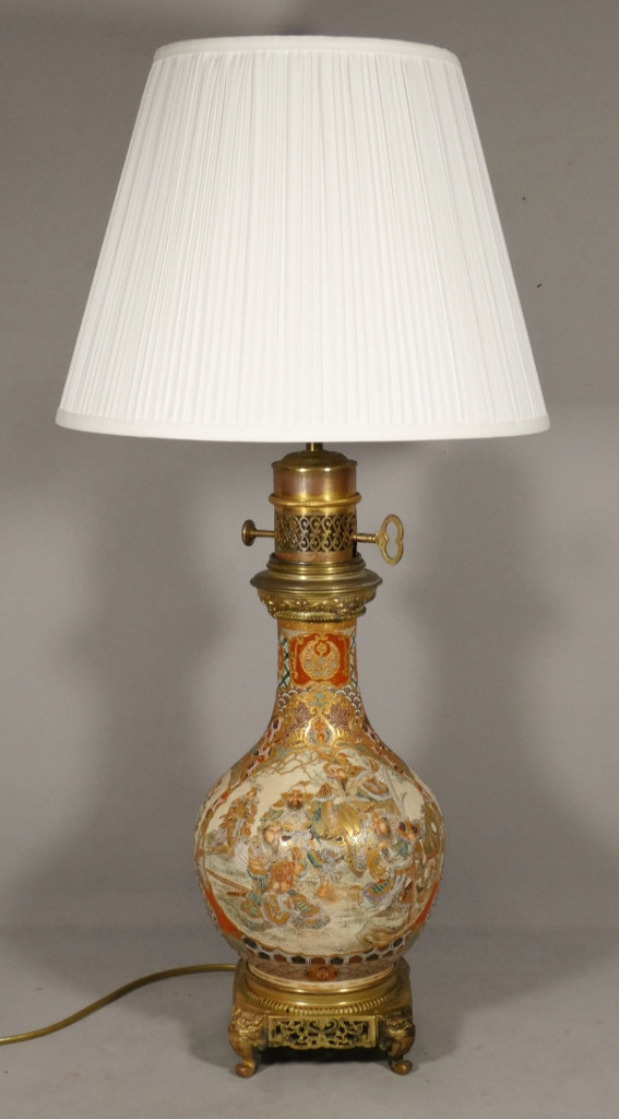 Satsuma et Gagneau Paris, lampe en porcelaine japonaise, époque XIX ème siècle