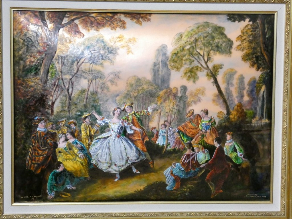 The Dancing Camargo, Limoges Enamel Painting After Nicolas Lancret Pierre Bonnet, Mof-photo-2