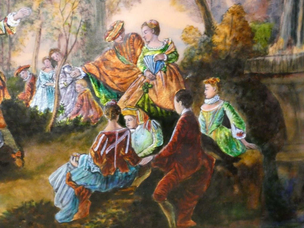 The Dancing Camargo, Limoges Enamel Painting After Nicolas Lancret Pierre Bonnet, Mof-photo-2