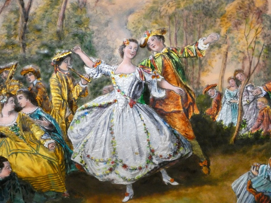 The Dancing Camargo, Limoges Enamel Painting After Nicolas Lancret Pierre Bonnet, Mof-photo-3