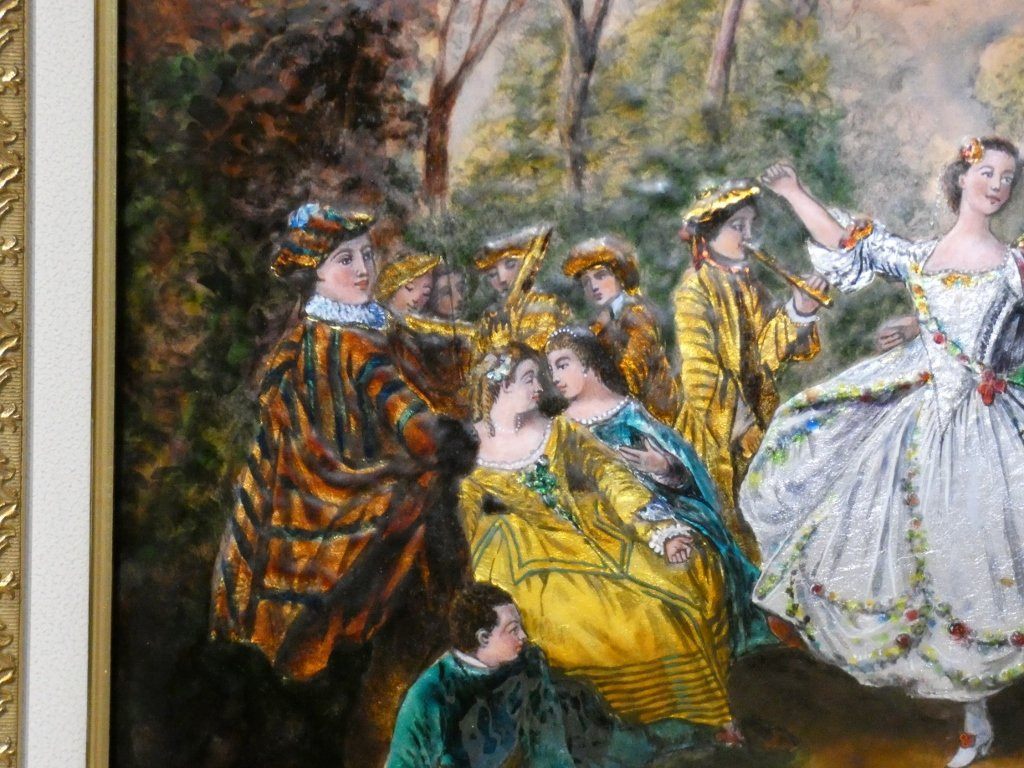 The Dancing Camargo, Limoges Enamel Painting After Nicolas Lancret Pierre Bonnet, Mof-photo-4