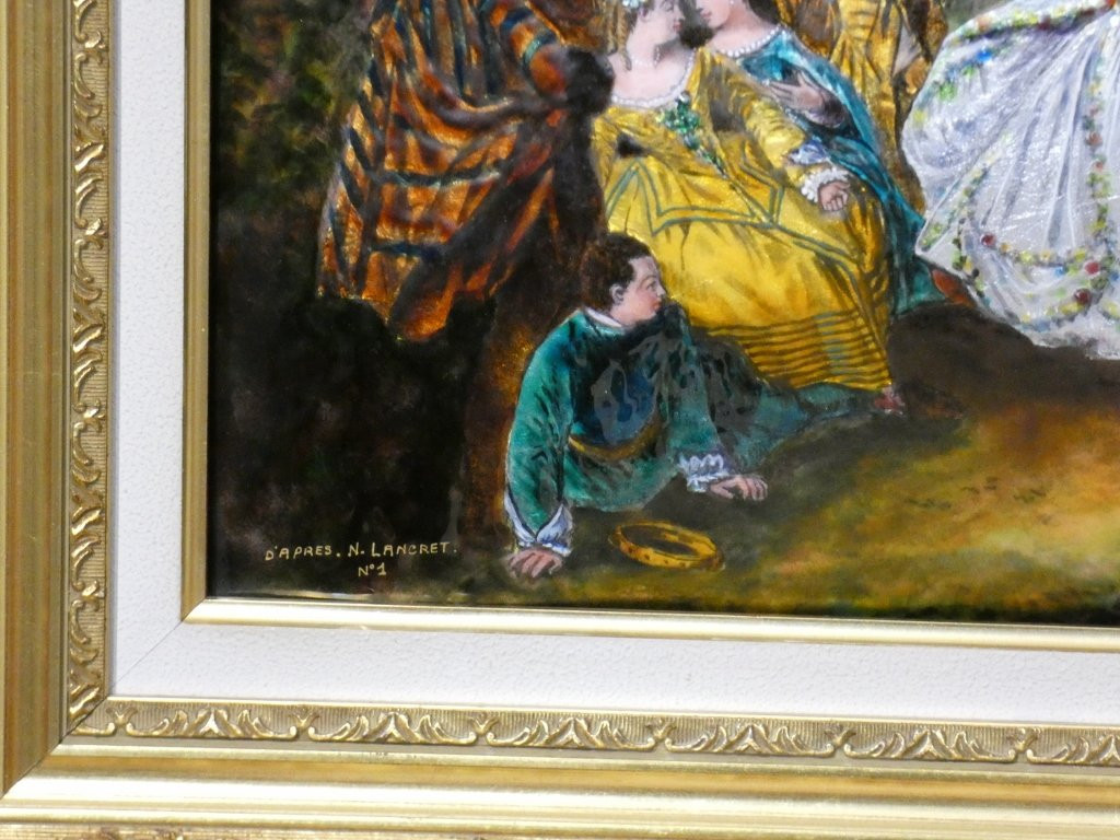 The Dancing Camargo, Limoges Enamel Painting After Nicolas Lancret Pierre Bonnet, Mof-photo-5