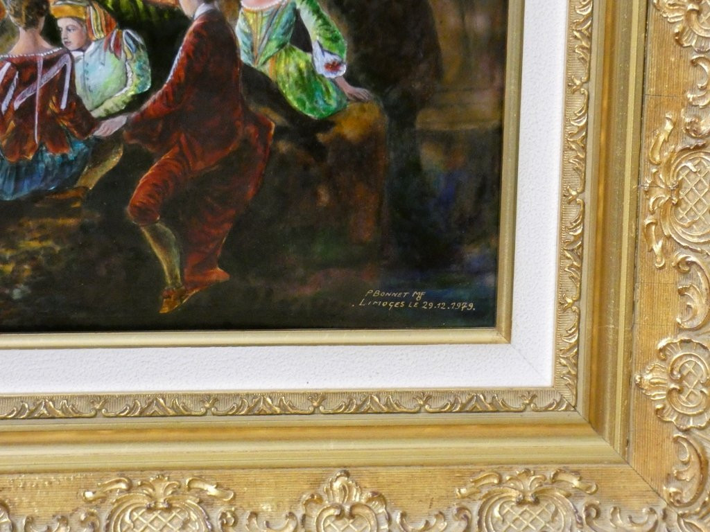 The Dancing Camargo, Limoges Enamel Painting After Nicolas Lancret Pierre Bonnet, Mof-photo-6