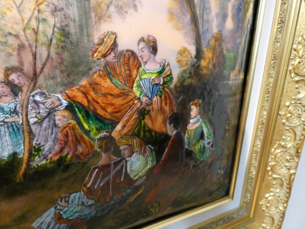 The Dancing Camargo, Limoges Enamel Painting After Nicolas Lancret Pierre Bonnet, Mof-photo-7
