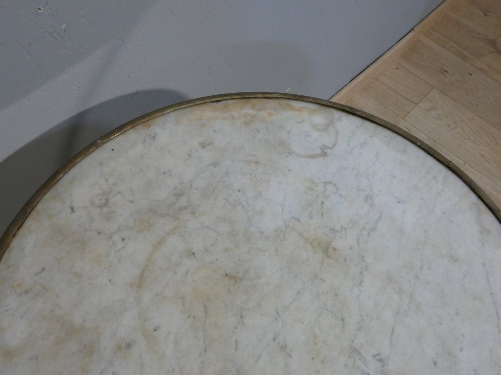 Guéridon de jardin XIX ème en fer forgé et marbre-photo-4