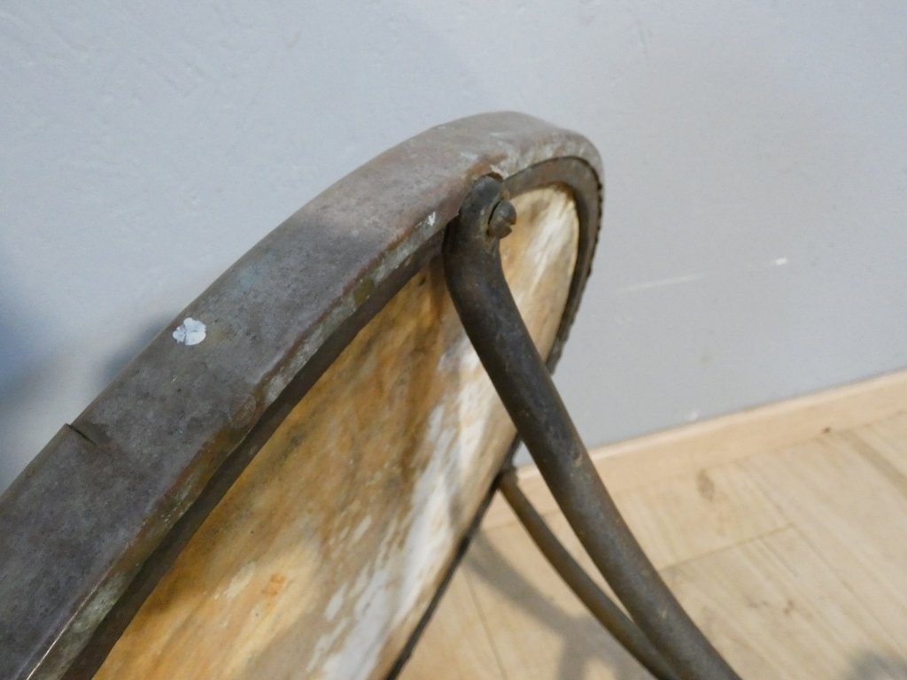 Guéridon de jardin XIX ème en fer forgé et marbre-photo-6