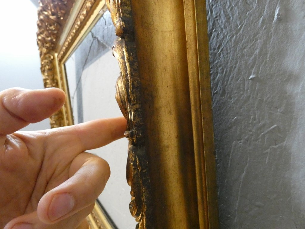 Grand cadre Napoléon III en bois et stuc doré, époque XIX ème-photo-5