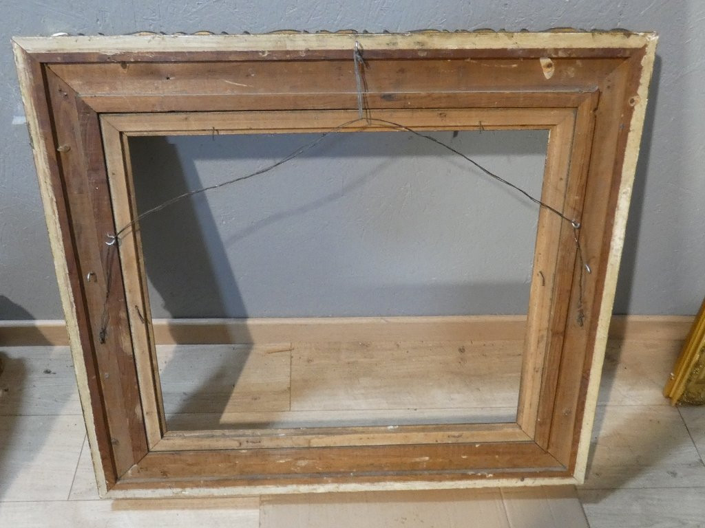 Grand cadre Napoléon III en bois et stuc doré, époque XIX ème-photo-8