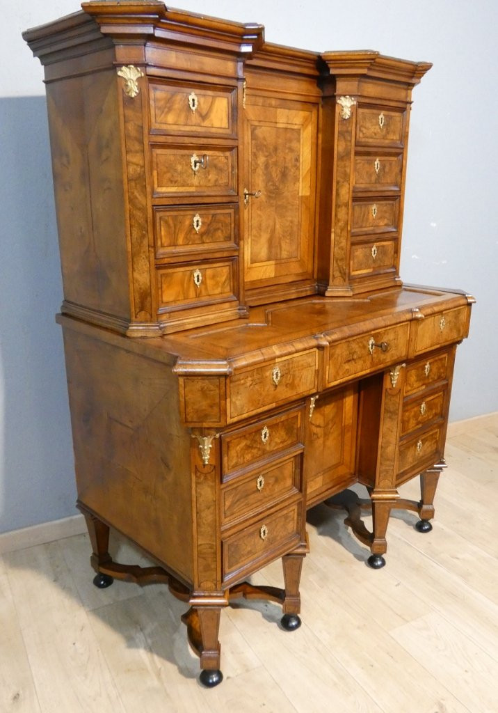 Bureau Mazarin formant cabinet, armoire à écrire, Louis XIV, époque début XVIII ème-photo-2