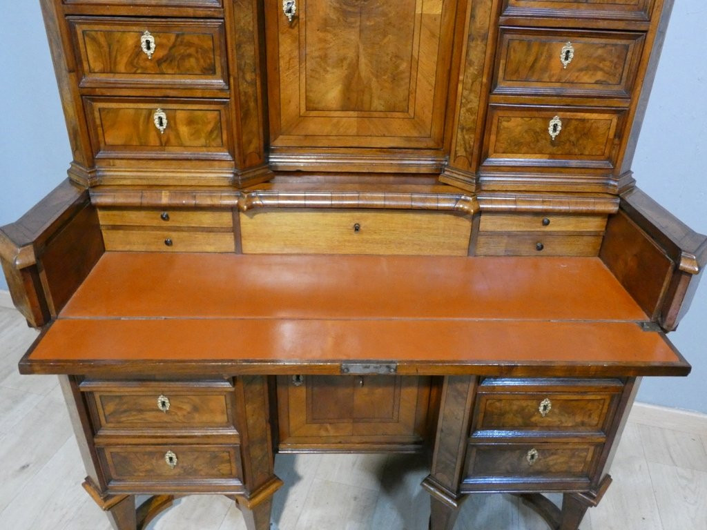 Bureau Mazarin formant cabinet, armoire à écrire, Louis XIV, époque début XVIII ème-photo-2