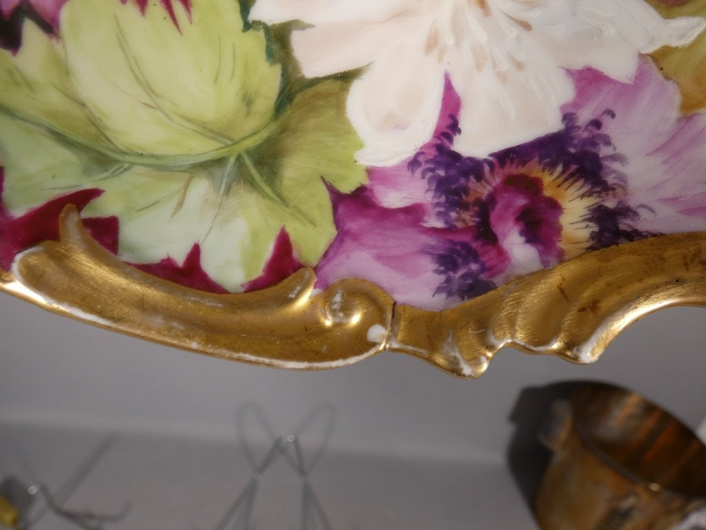 Les pavots, assiettes plat décoratif  en porcelaine de Limoges daté 1908 par Mireille Boirlaud-photo-4