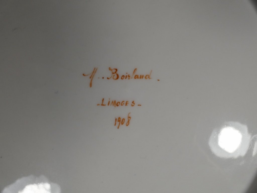 Les pavots, assiettes plat décoratif  en porcelaine de Limoges daté 1908 par Mireille Boirlaud-photo-7