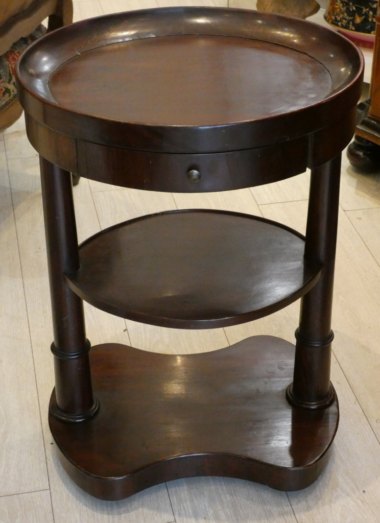 Oval Cabaret Pedestal Table, Empire Style Mahogany Bedside Table, 19th Century