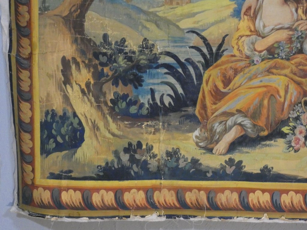 Large Aubusson Carton, Pastoral Scene After François Boucher, 19th Century-photo-3