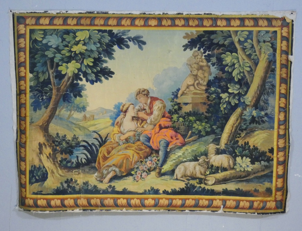Large Aubusson Carton, Pastoral Scene After François Boucher, 19th Century