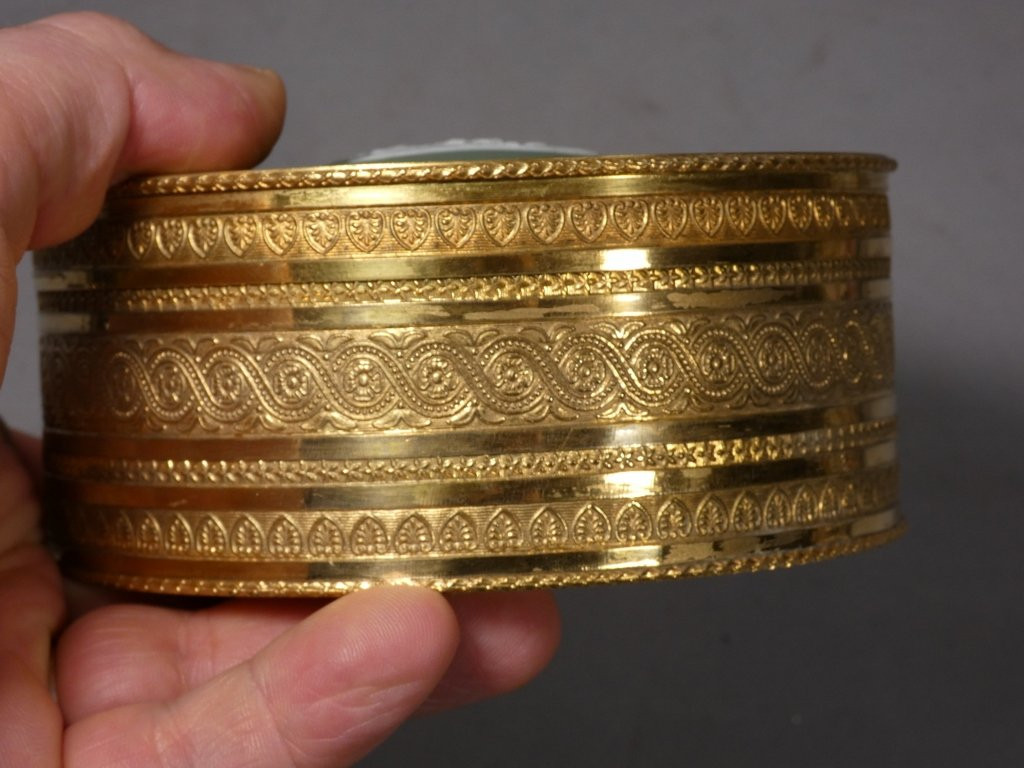 Empire Style Chased Brass And Gilt Jewelry Box, Wedgwood Medallion, 19th Century-photo-2