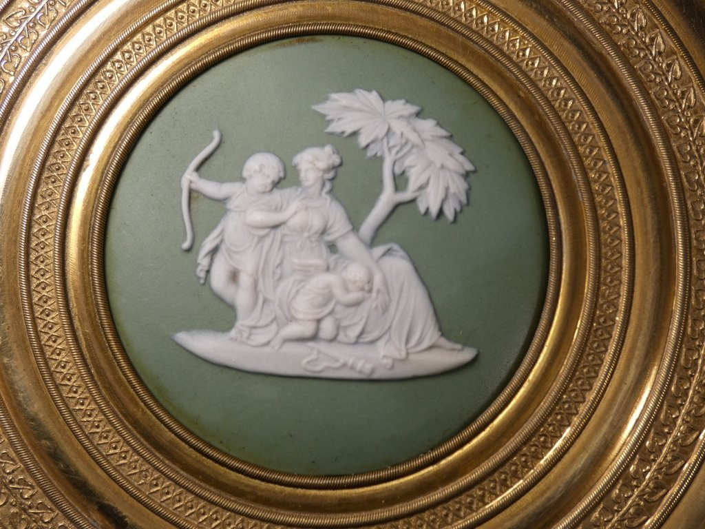 Empire Style Chased Brass And Gilt Jewelry Box, Wedgwood Medallion, 19th Century-photo-4