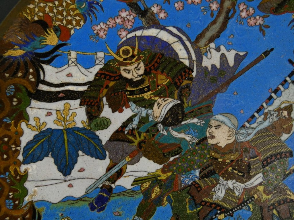The Samurai, Pair Of Japanese Dishes In Cloisonné Enamel On Copper, Meiji Period, 19th Century-photo-5