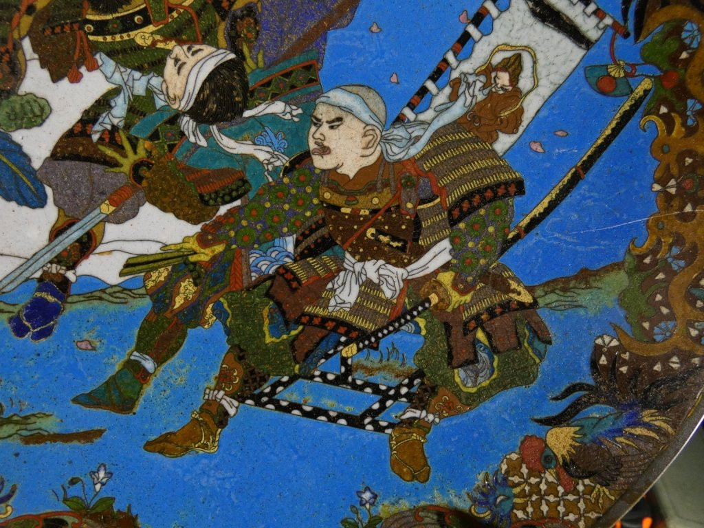 The Samurai, Pair Of Japanese Dishes In Cloisonné Enamel On Copper, Meiji Period, 19th Century-photo-6