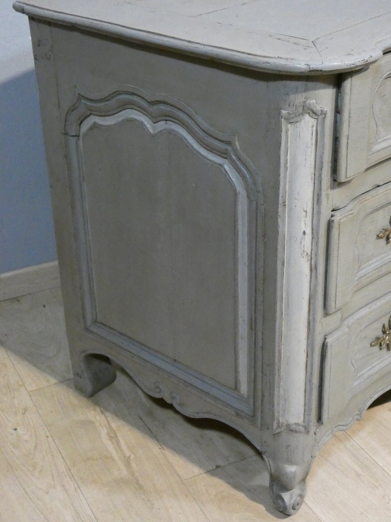 Commode arbalète en bois peint d'époque Louis XV, milieu XVIII ème siècle-photo-1