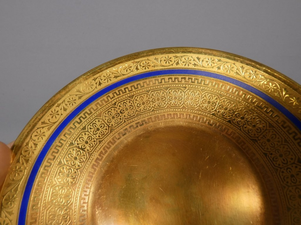 Incrustation d'or, tasse de collection en porcelaine de Limoges, époque début XX ème-photo-3