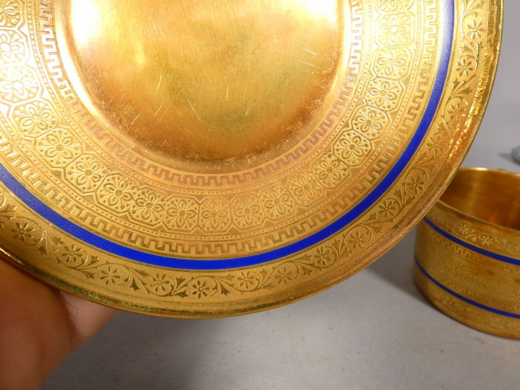 Incrustation d'or, tasse de collection en porcelaine de Limoges, époque début XX ème-photo-4