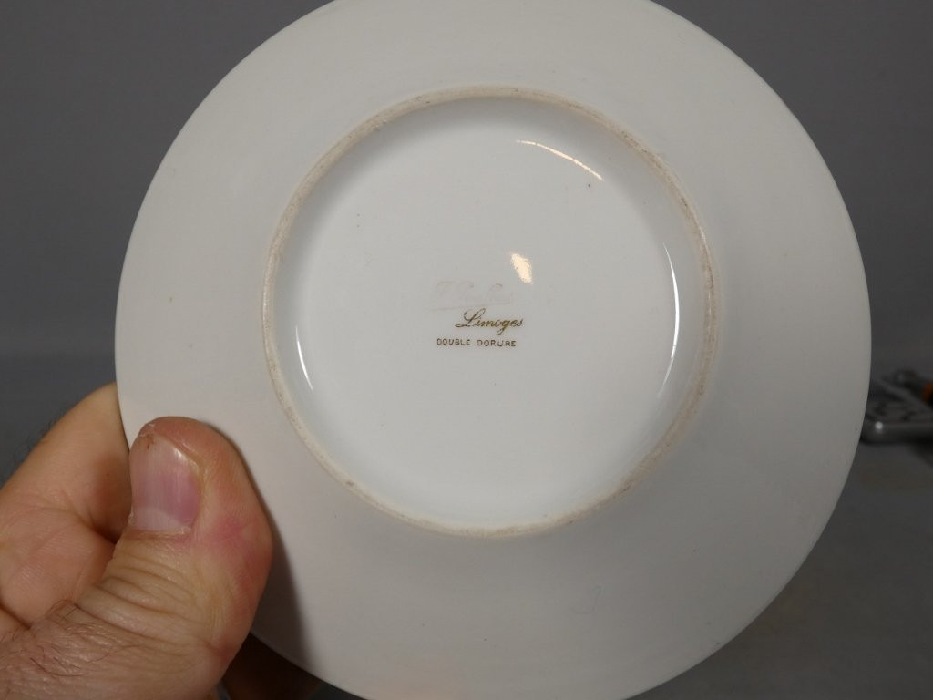 Incrustation d'or, tasse de collection en porcelaine de Limoges, époque début XX ème-photo-5