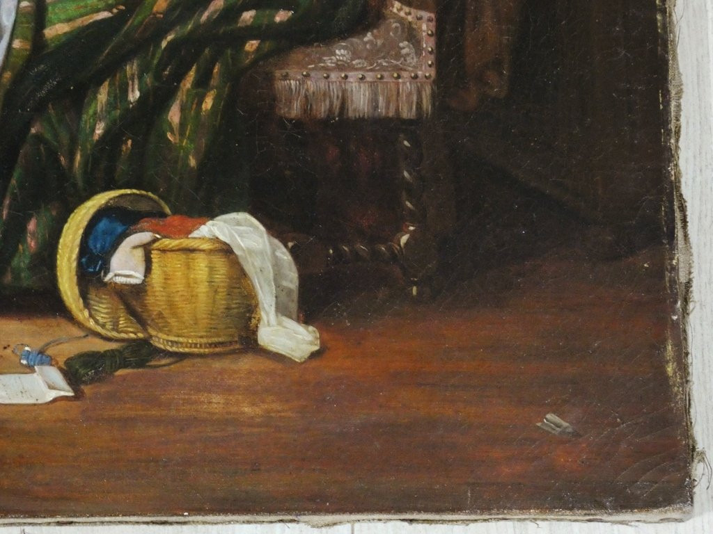 Jeune Femme à La Lettre, Oil On Canvas, 19th Century-photo-7