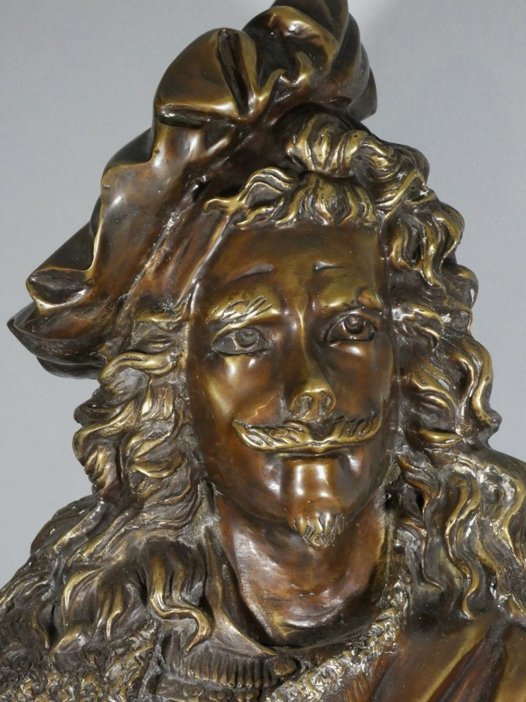 86 Cm High! Very Large Bronze Bust Of Rembrandt After Carrier Belleuse-photo-2