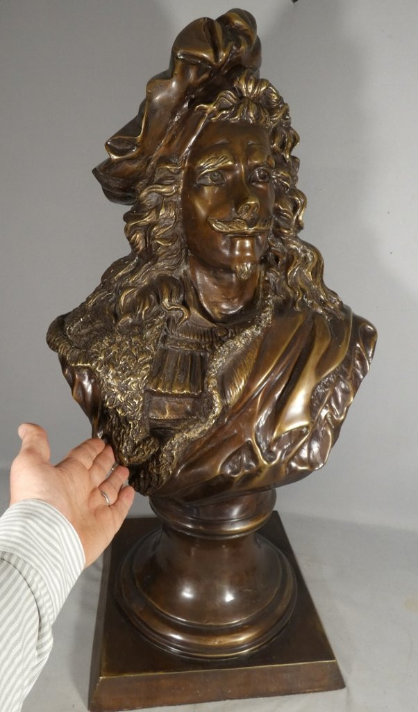 86 Cm High! Very Large Bronze Bust Of Rembrandt After Carrier Belleuse-photo-4