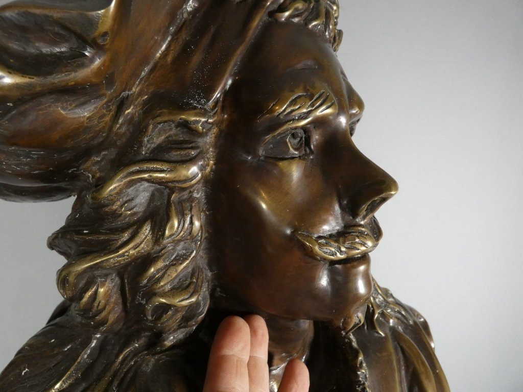 86 Cm High! Very Large Bronze Bust Of Rembrandt After Carrier Belleuse-photo-4
