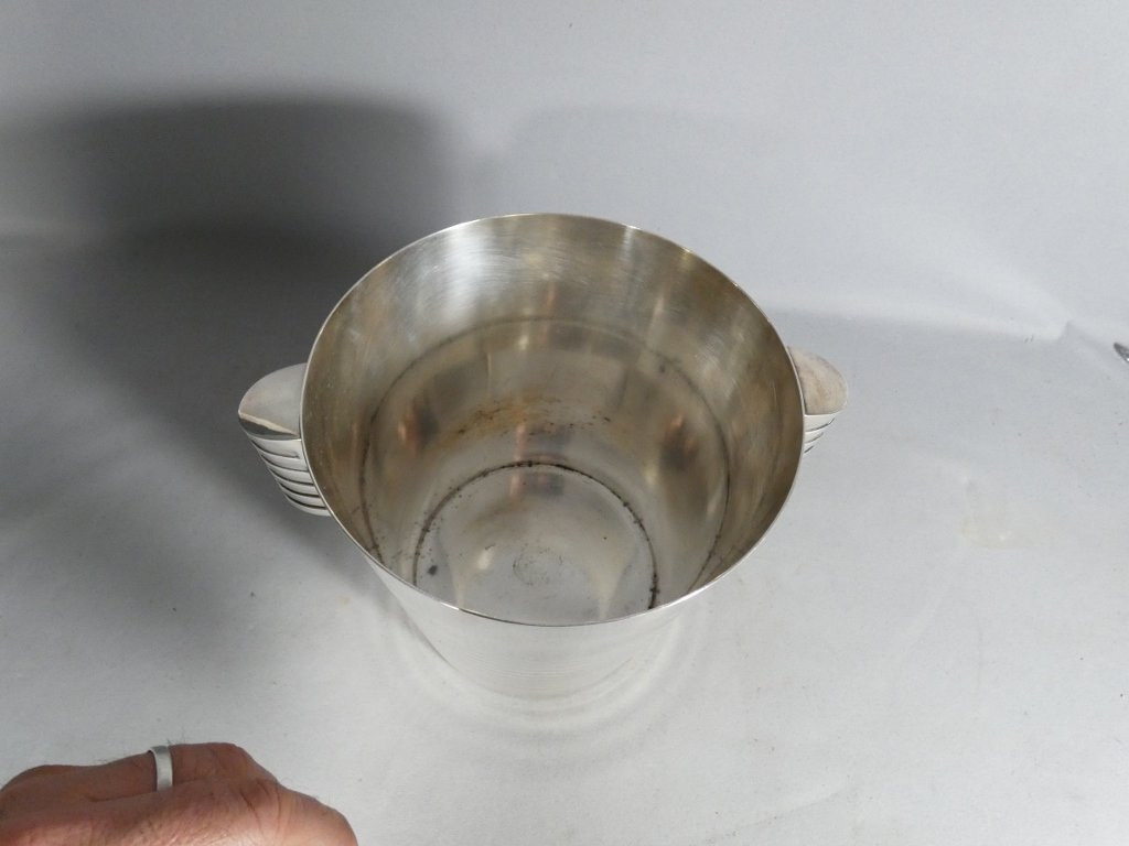 Christofle Luc Lanel, Champagne Bucket, Ondulations Model, Art Deco Period-photo-1