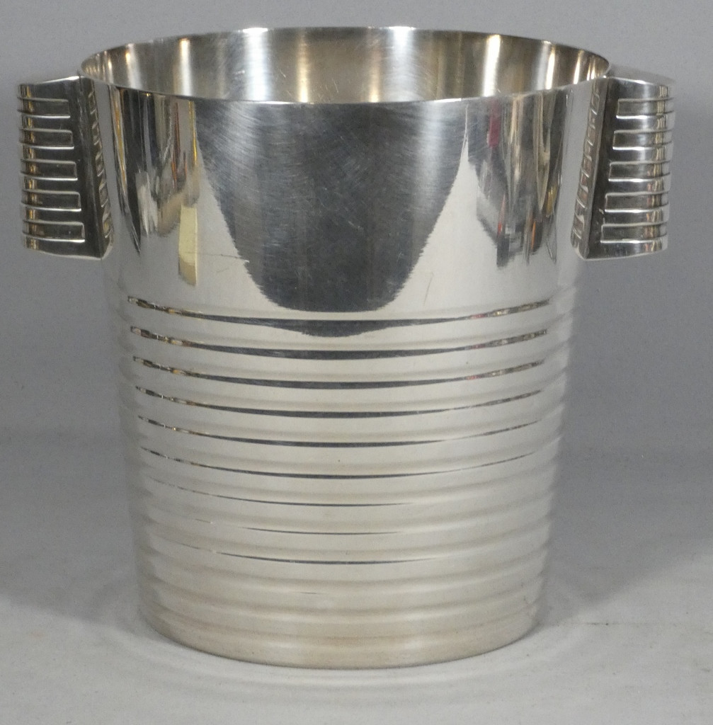 Christofle Luc Lanel, Champagne Bucket, Ondulations Model, Art Deco Period