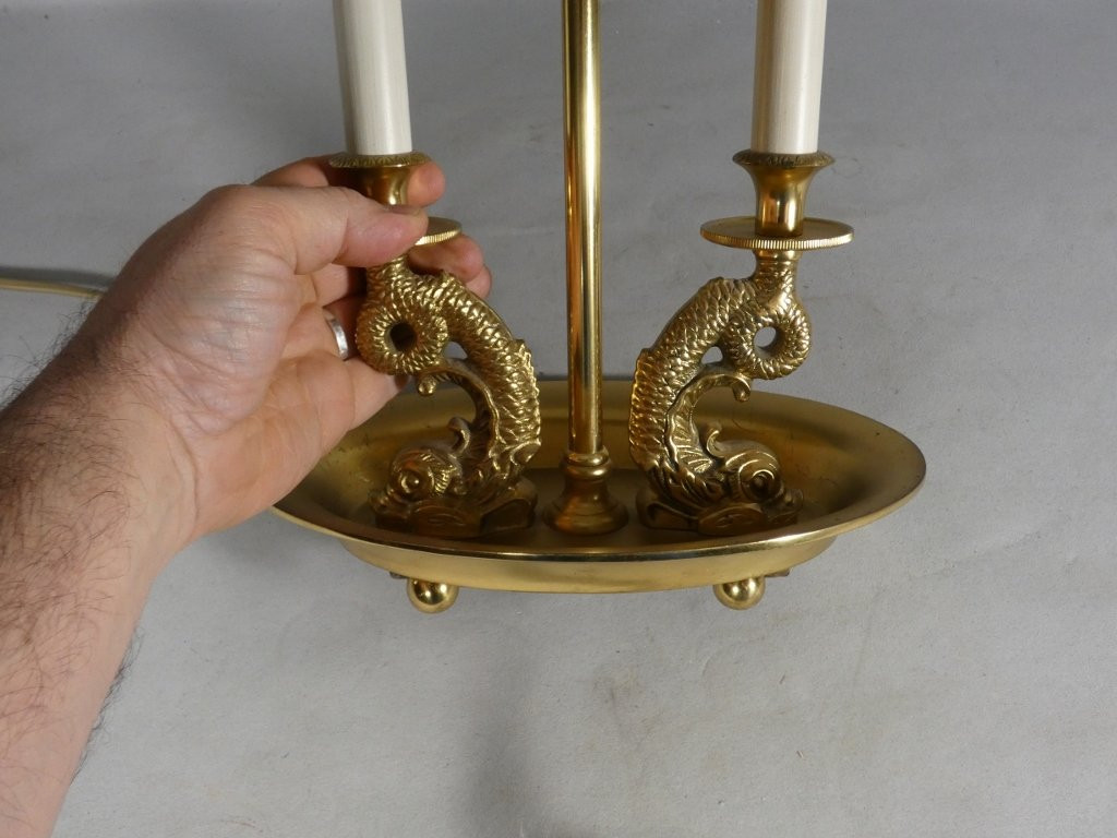 Empire-style Hot-water Bottle Lamp With Dolphins, 1980s-photo-2