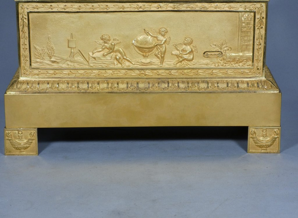 Uranie, Empire Period Gilt Bronze Clock With Allegory Of Astronomy And Science, XIX è-photo-3