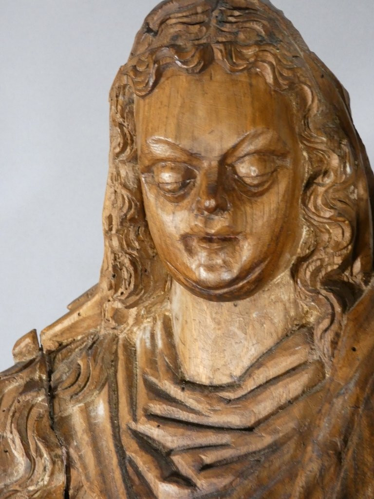 Virgin And Child In Carved Walnut, 18th Century Sculpture-photo-4