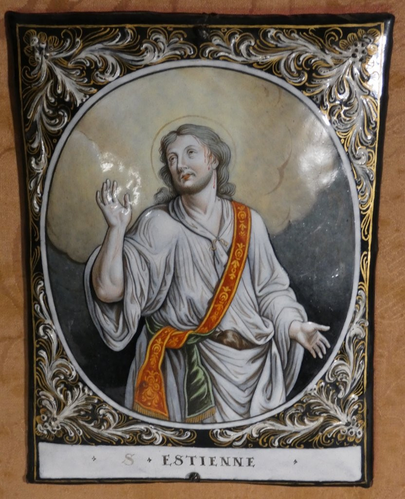 Saint Estienne By Jacques II Laudin (circa 1663-1729), Large Limoges Enamel Plaque-photo-2