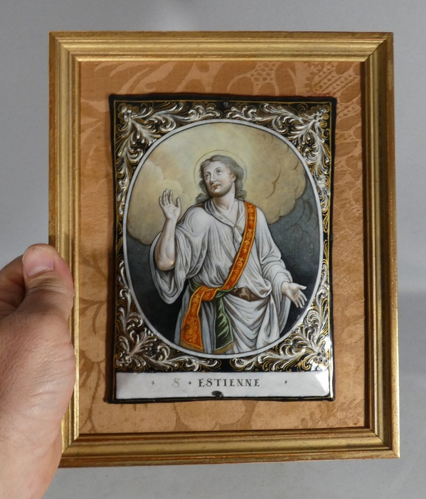 Saint Estienne By Jacques II Laudin (circa 1663-1729), Large Limoges Enamel Plaque-photo-3
