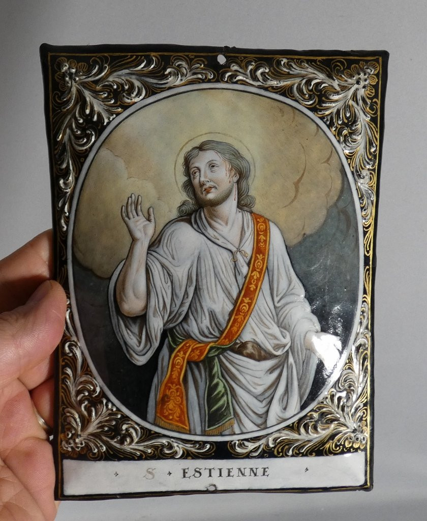 Saint Estienne By Jacques II Laudin (circa 1663-1729), Large Limoges Enamel Plaque-photo-5