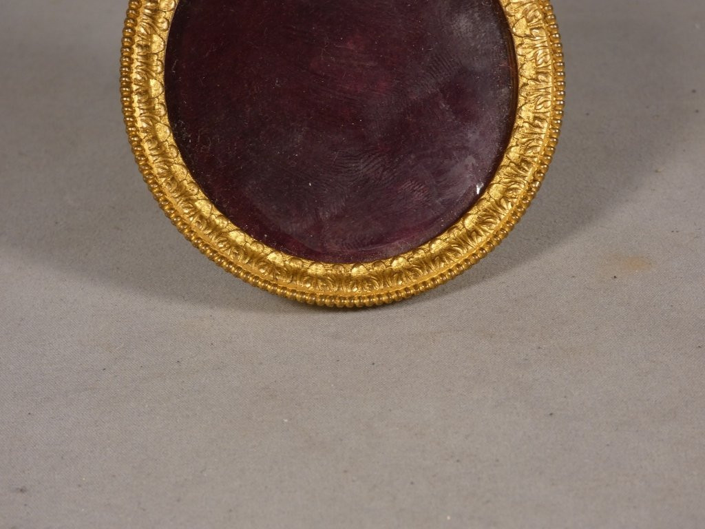 Louis XVI Round Tondo Photo Frame In Chased And Gilded Bronze, Late 19th Century-photo-3