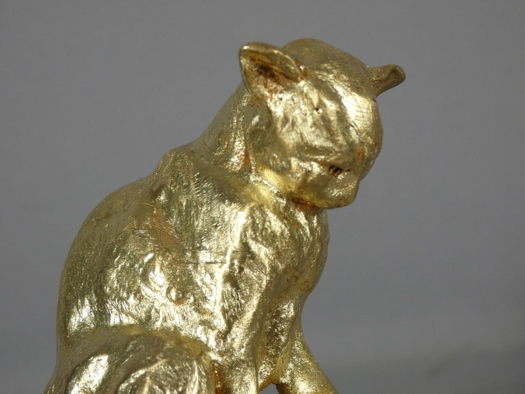 Le chat et la souris par Emmanuel Samson, bronze doré fondeur LNJL, Les Neveux de Jules Lehmann-photo-4