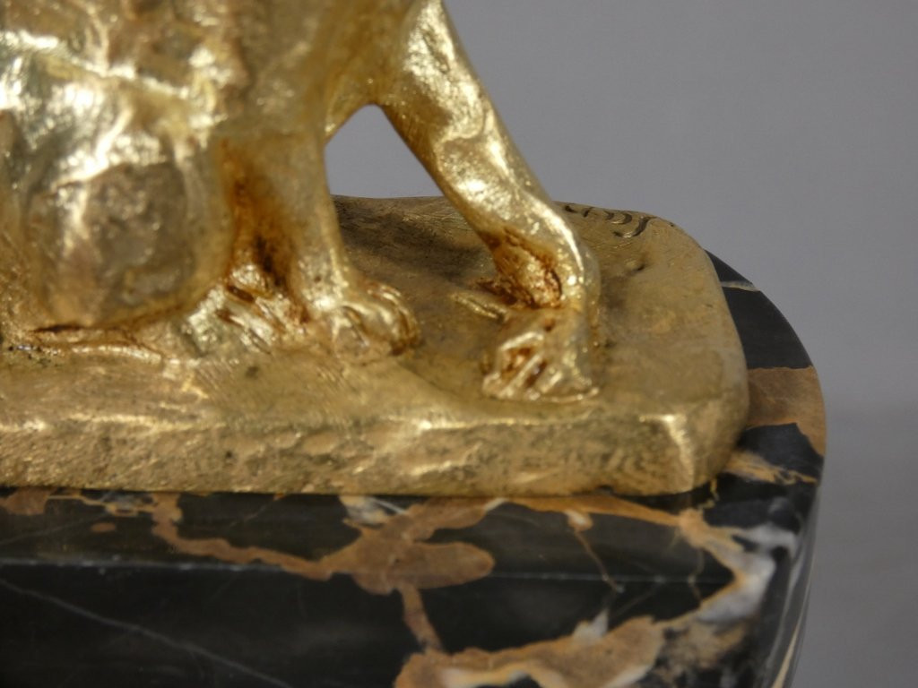Le chat et la souris par Emmanuel Samson, bronze doré fondeur LNJL, Les Neveux de Jules Lehmann-photo-1