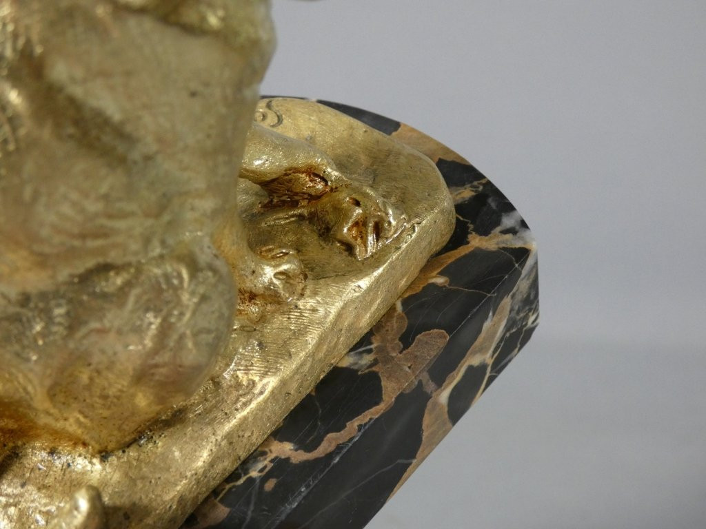 Le chat et la souris par Emmanuel Samson, bronze doré fondeur LNJL, Les Neveux de Jules Lehmann-photo-3