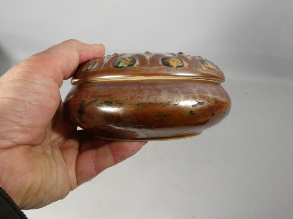 Camille Tharaud Limoges, Enameled Porcelain Bonbonnière Box, Art Deco-photo-4