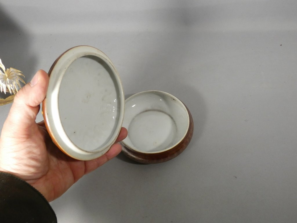 Camille Tharaud Limoges, Enameled Porcelain Bonbonnière Box, Art Deco-photo-3