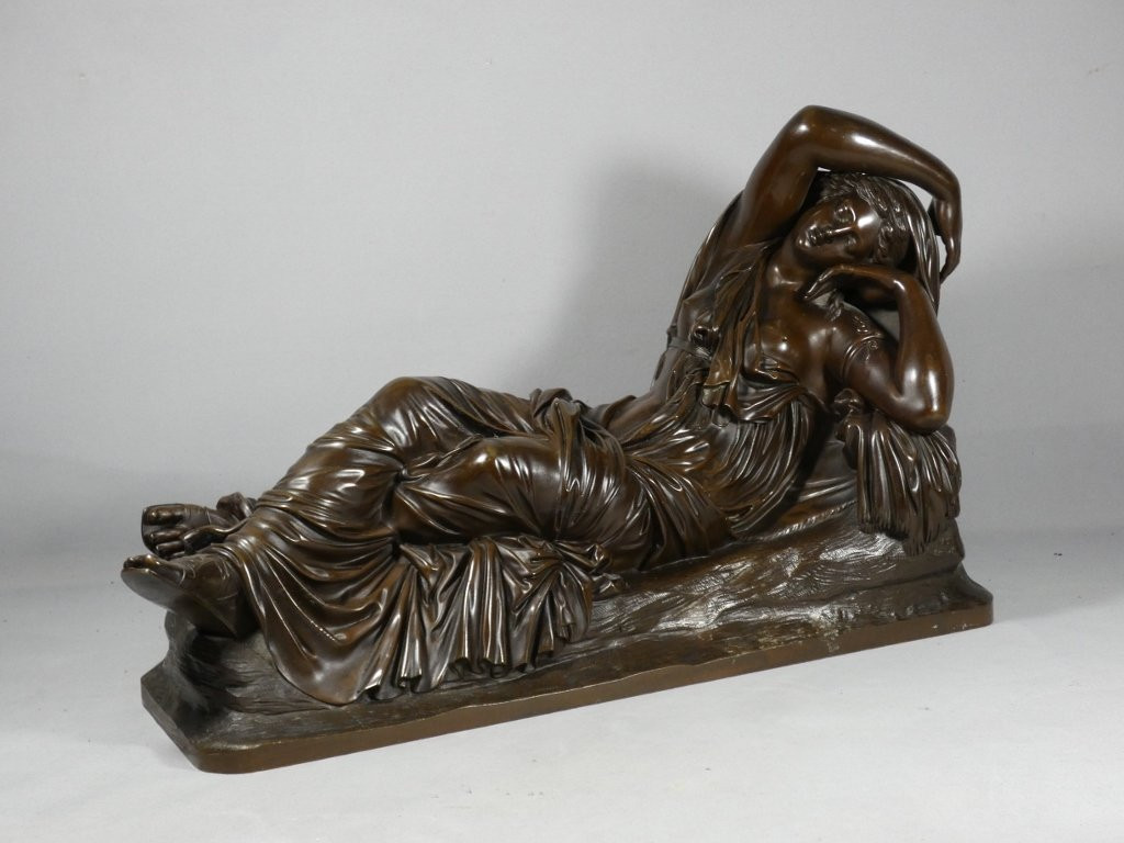 Sleeping Ariadne - Important Bronze By Barbedienne, Late 19th Century-photo-2