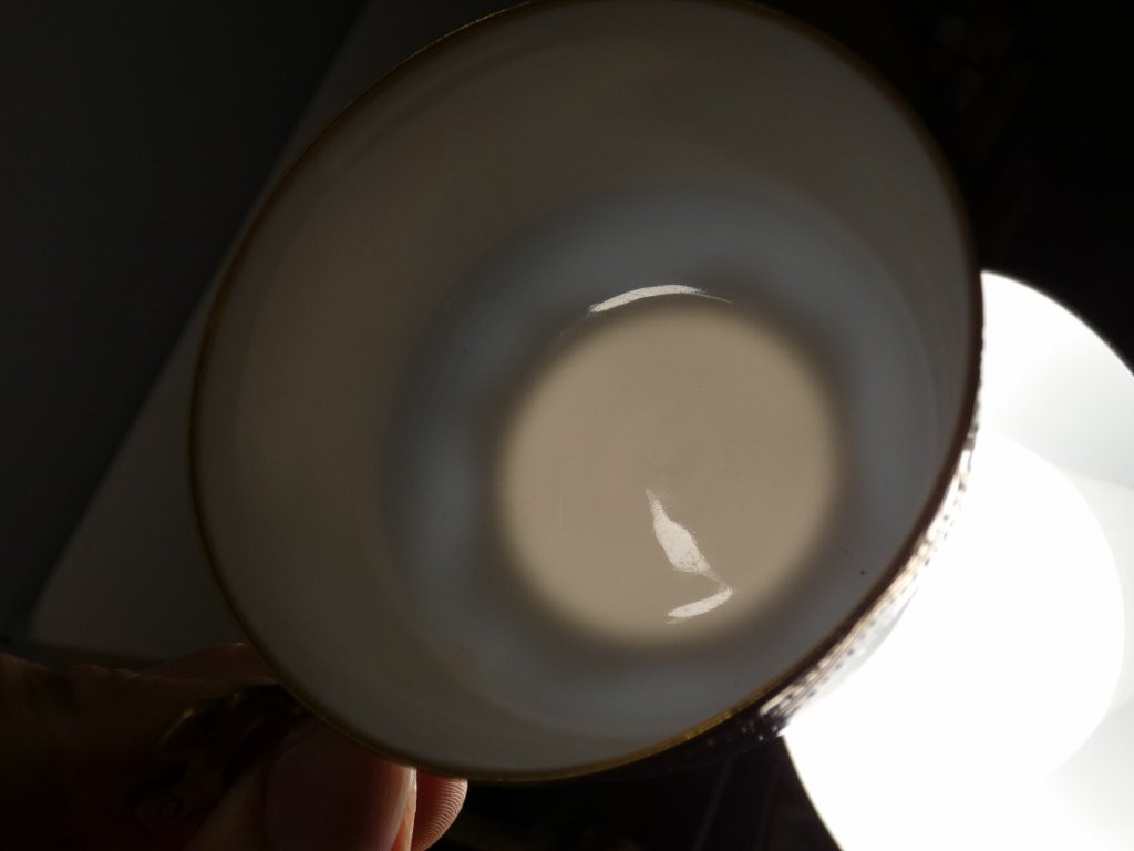 Tasse de collection turquoise et incrustation d'or, porcelaine de Limoges-photo-6
