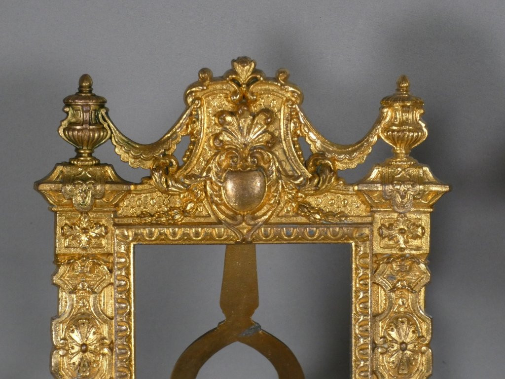 Pair Of Renaissance-style Gilt Metal Picture Frames, Late 19th Century-photo-3