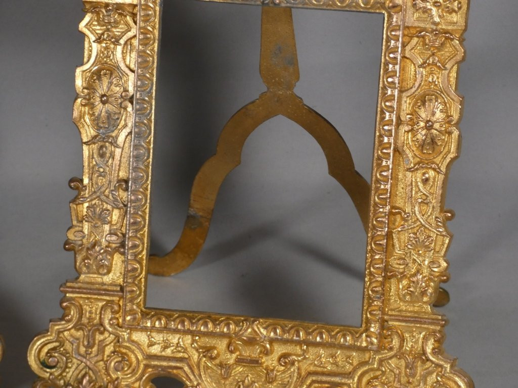 Pair Of Renaissance-style Gilt Metal Picture Frames, Late 19th Century-photo-1